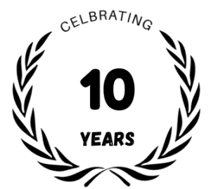 Celebrating 10 years badge